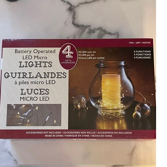 Battery Operated LED Micro String Lights 50 LEDs per Set - Box Includes 4 Sets - Picture 1 of 6